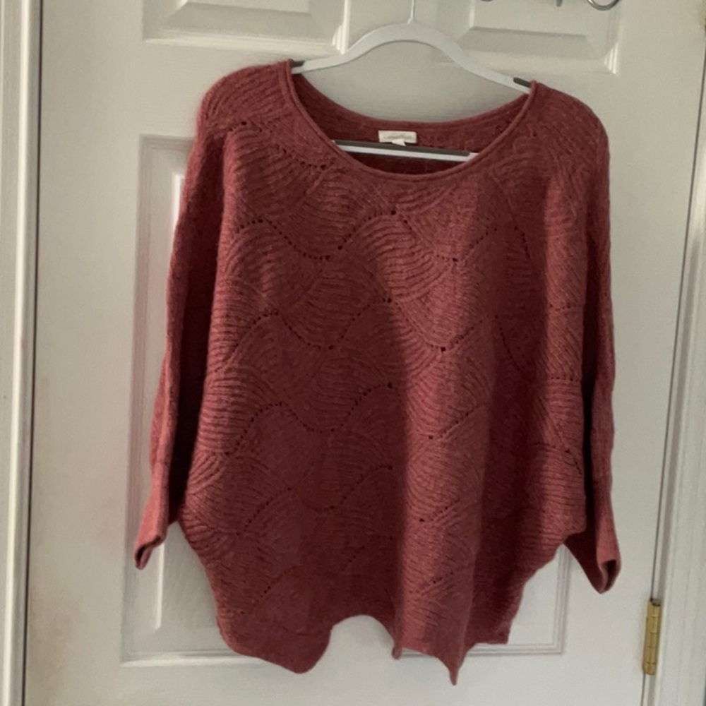Garnet Hill Pink Alpaca open knit Sweater with Dolman Sleeves